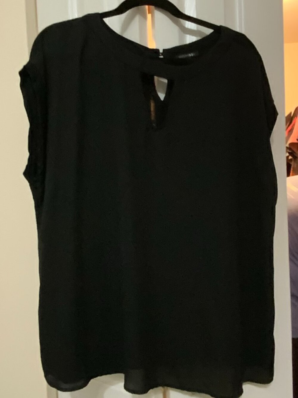 Papermoon Stitch Fix Black Keyhole Cutout Short Sleeve Blouse Top 2X